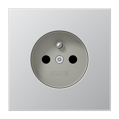 Jung AL1520FKI socket, French/Belgian system, 16 A 250 V ~, without claws, integrated increased contact protection, SAFETY+, LS series, aluminum