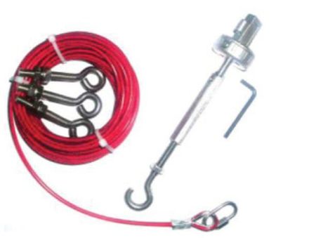ABB Stotz-Kontakt 20M Wire Kit, Gal , LS WIRE KIT 20 cable pull set 20 m cable, 9 x eyebolts 1 x tensioner / gripper , 2TLA050210R0330