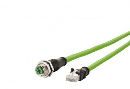 METZ CONNECT M12 socket + RJ45 plug 8-pin 3.0m connection cable, 142M2X25030