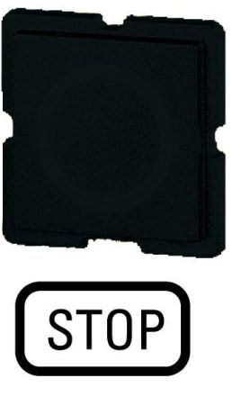 Eaton 112TQ25 button plate, black, STOP, 063748