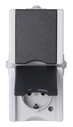 Kopp 947556008 AP-wet room 2f. 16A 250V pAQA hg/dg SCHUKO socket