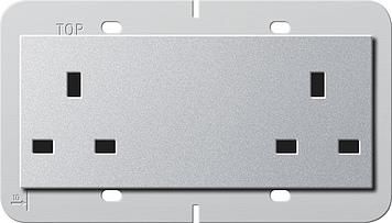 Gira 278226 double socket BS 13 A System 55 BS 80 color aluminum