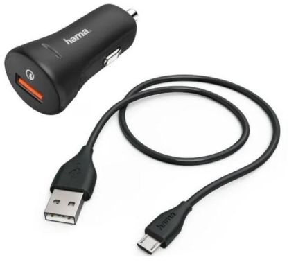Hama 201612 with charging cable Micro-USB, 19.5W 1.5 m black car quick charger
