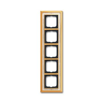 Busch-Jaeger 1725-836 cover frame, 5-way frame polished brass decor ivory white