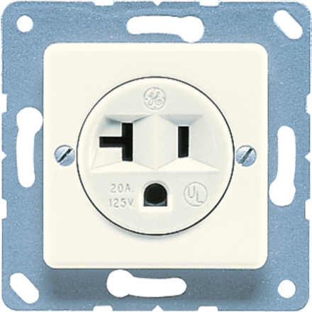 Jung 121-20 socket, US standard NEMA, 20 A 125 V ~, screw terminals, without claws, thermoplastic, 50 x 50 mm, white