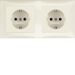 Berker 47208982 socket combination SCHUKO 2-way with frame white, glossy Berker S.1
