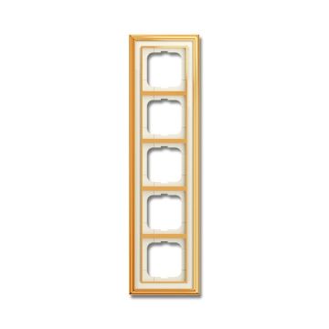 Busch-Jaeger 1725-838 cover frame, 5-way frame polished brass ivory white