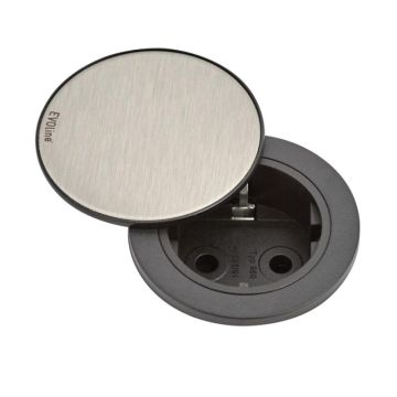 EVOline ONE1-D.ED ONE socket black-cover stainless steel, stainless steel colour