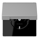 Jung LC1520BFKIKL204 SCHUKO socket, 16 A 250 V ~, integrated increased contact protection, SAFETY+, hinged lid, thermoplastic painted, LS series, grey middle ( LC32012 )
