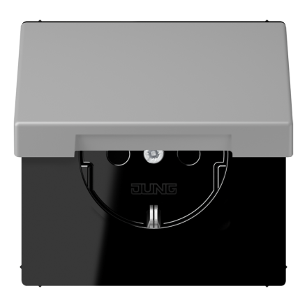 Jung LC1520BFKIKL204 SCHUKO socket, 16 A 250 V ~, integrated increased contact protection, SAFETY+, hinged lid, thermoplastic painted, LS series, grey middle ( LC32012 )