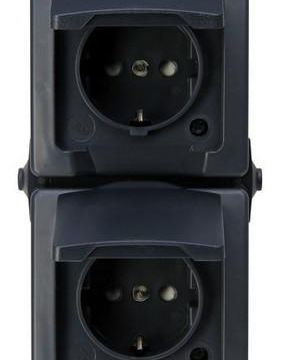 Kopp 136915009 NAUTIC 2-way hinged cover anthracite SCHUKO socket