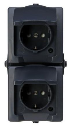 Kopp 136915009 NAUTIC 2-way hinged cover anthracite SCHUKO socket