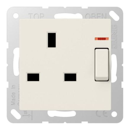 Jung A3171KO switchable socket with control switch, British Standard, 13 A 250 V ~, screw terminals BS 1363-1, 4 mm2, without claws, with function display, inte
