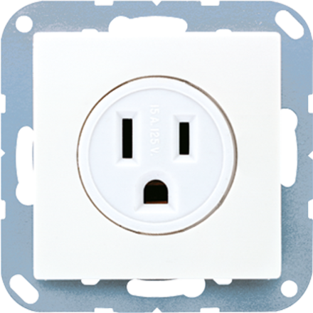 Jung A521-15WW socket, US standard NEMA, 15 A 125 V ~, screw terminals, without claws, thermoplastic, AS/A series, alpine white