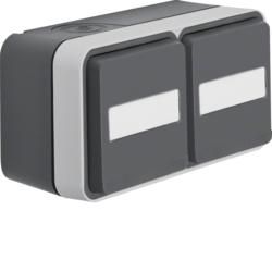 Berker 47753535 SCHUKO socket 2-way horizontal with hinged cover AP grey/light grey matt Berker