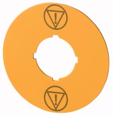 Eaton M22-XBK-ESS label, EMERGENCY STOP, yellow, D = 60 mm, with symbol IEC60417-5638, 180472