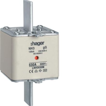 Hager LNH3630M NH fuse link NH3 gG 500V 630A K-detector