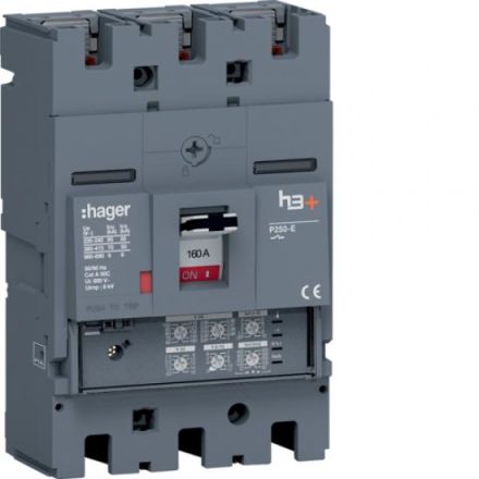 Hager HET160JR h3+ P250 3P3D 160A 70kA circuit breaker