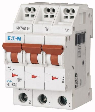 Eaton PLI-C4/3 circuit breaker, 4A, 3p, C-Char , 101316