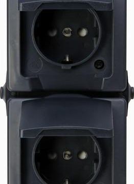 Kopp 136955007 NAUTIC 2-way hinged cover anthracite SCHUKO socket