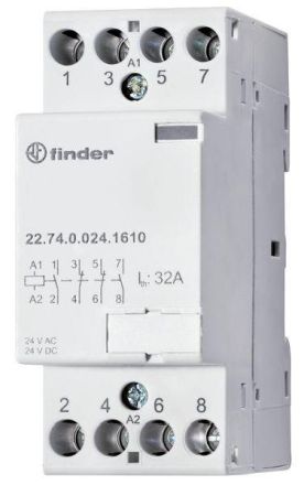 Finder 22.74.0.024.1310 4 NO 32A coil 24V installation contactor