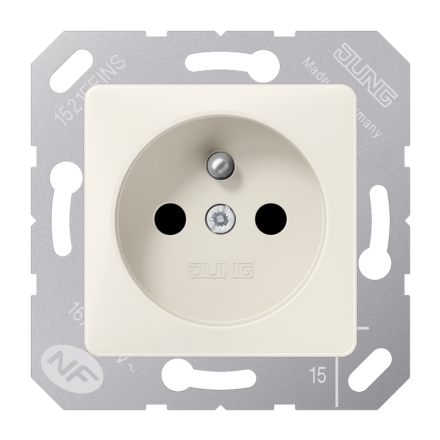 Jung 5121FBFKI socket, French/Belgian system, 16 A 250 V ~, screw terminals, without claws, integrated increased contact protection, SAFETY+, thermoplastic, 50