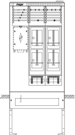 Hager ZAS207GH1 meter connection column 4Z 3-field 277x839x2010