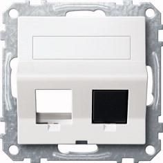 MERTEN MEG4568-0319 slanted outlet 2-way polar white glossy