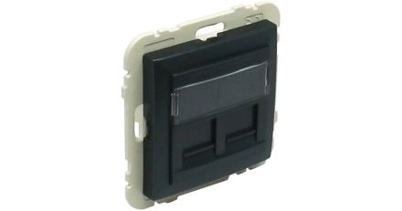 EFAPEL COV RING W/DOUB SUPPORT F/RJ45 CONN MATTE BK