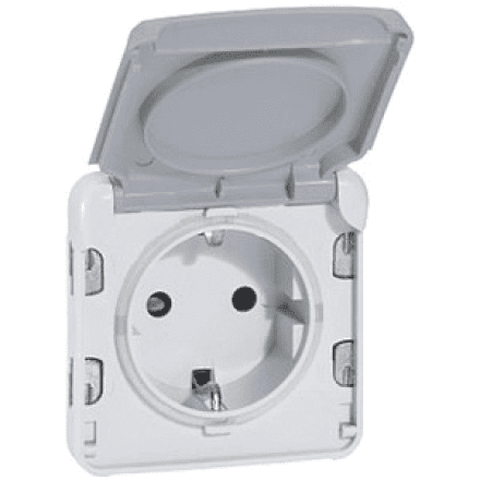 Legrand 069575 socket Modular 69575 1-way FR AP Plexo IP44, (grey)