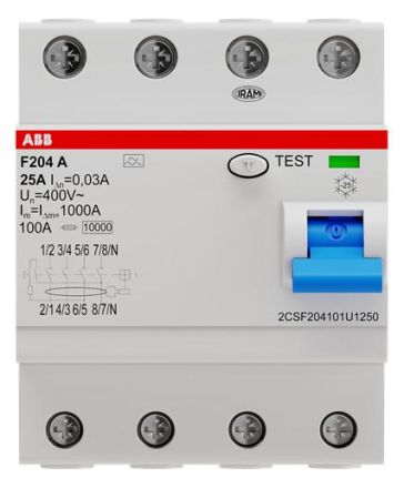 ABB Stotz-Kontakt 2CSF204101U1250 F204A-25/0,03UNV 25/0,03A 4-pole residual current circuit breaker