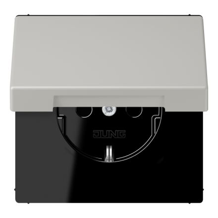 Jung LC1520BFKIKL205 SCHUKO socket, 16 A 250 V ~, integrated increased contact protection, SAFETY+, hinged lid, thermoplastic painted, LS series, gris clair 31 ( LC32013 )