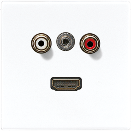 Jung MALS1082WW Multimedia connection system Cinch audio / mini jack 3.5 mm / HDMI, LS series, alpine white