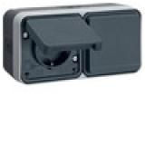 Berker 47753545 2-way hinged cover 4E W.1 grey SCHUKO socket