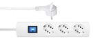Kopp 234602001 DUOversal Plus 3-way white 1.4m FS power strip