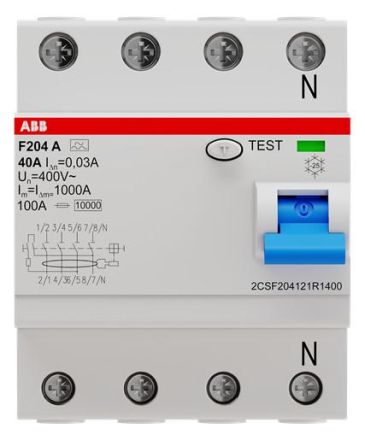 ABB Stotz-Kontakt 2CSF204101U1400 F204A-40/0,03UNV 40/0,03A 4-pole residual current circuit breaker