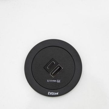 EVOline ONE2-R.20 ONE USB charger black-ring black, black