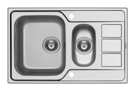 Victory ATHENA 2 built-in sink polished stainless steel (79x50) 1B 1RB 1A, stainless steel