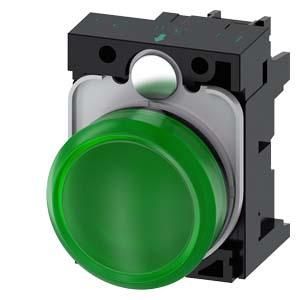 Siemens 3SU1103-6AA40-1AA0 indicator light 22mm round green lens smooth