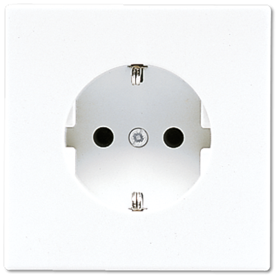 Jung LS1520KLSLPLWW central plate for SCHUKO® sockets, hinged cover, with safety lock, Duroplast, LS series, alpine white