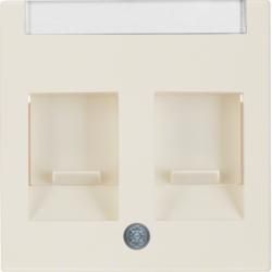 Berker 11818982 Centre piece with dust protection sliders and labelling field white, glossy Berke