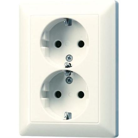 Jung AS5022U SCHUKO® double socket, 16 A 250 V ~, screw terminals, Duroplast, AS series, white