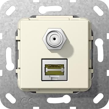 Gira 569701 MJ RJ45 Cat 6A 10 GB, SAT F Gender Ch. Insert Cream White