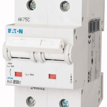 Eaton PLHT-B50/2 miniature circuit breaker, 50A, 2p, B-Char, 248002