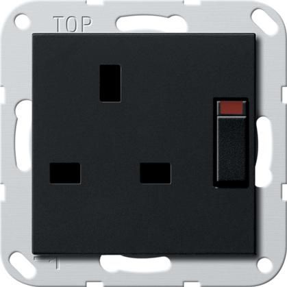 Gira 2778005 BS 13 A protected + SH System 55 black socket