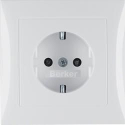 Berker 47228989 SCHUKO socket with cover plate polar white, glossy Berker S.1