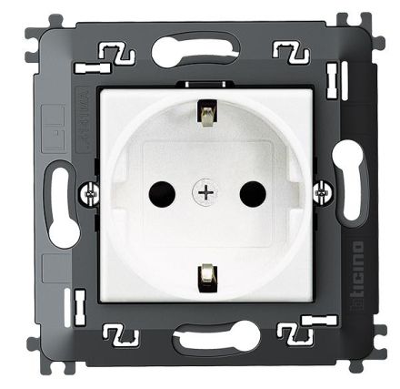 Bticino N4141MA SCHUKO socket with support ring SL white, (white)