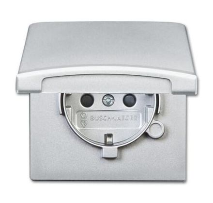 Busch-Jaeger 20 EUGKB-33-101 SCHUKO® socket insert, with hinged cover aluminum silver
