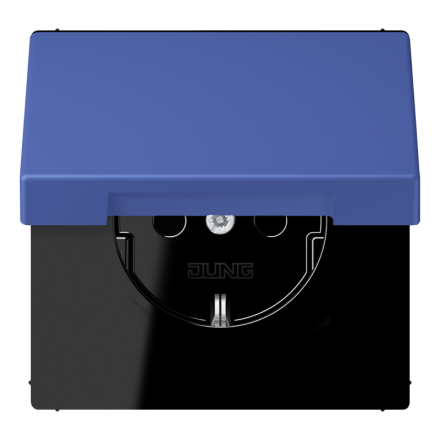 Jung LC1520BFKIKL206 SCHUKO socket, 16 A 250 V ~, integrated increased contact protection, SAFETY+, hinged lid, thermoplastic painted, LS series, bleu outremer 31 ( LC32020 )