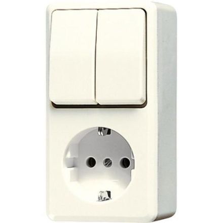 Jung 675A SCHUKO® socket 16 A 250 V ~ with series switch 10 AX 250 V ~, AP 600, white